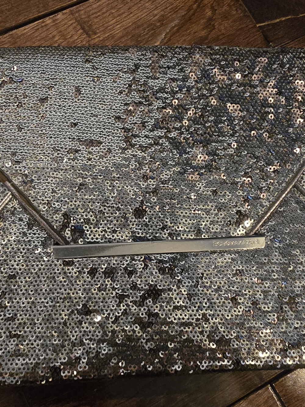 BCBGMAXAZRIA Sequin Envelope Clutch in Silver.